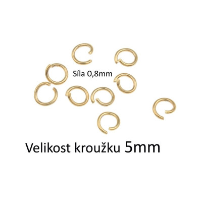 Spojovací kroužek 5 x 0,8mm zlatá galvanizace