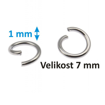 Spojovací kroužek otevřený 7 x 1mm z chirurgické oceli