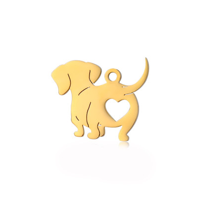 Dog pendant with a heart, surgical steel, two color variants