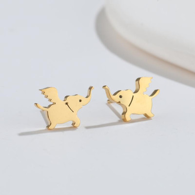 Pusets ELEPHANTS WITH WINGS surgical steel