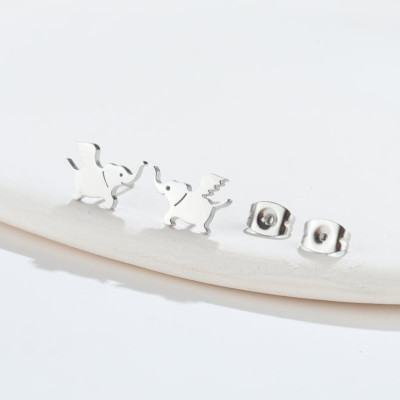 Pusets ELEPHANTS WITH WINGS surgical steel