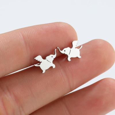 Pusets ELEPHANTS WITH WINGS surgical steel
