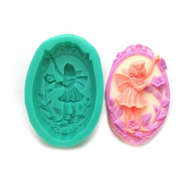 Silicone soap mold girl with flowers