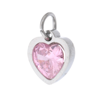 Heart pendant with colored stone, surgical steel