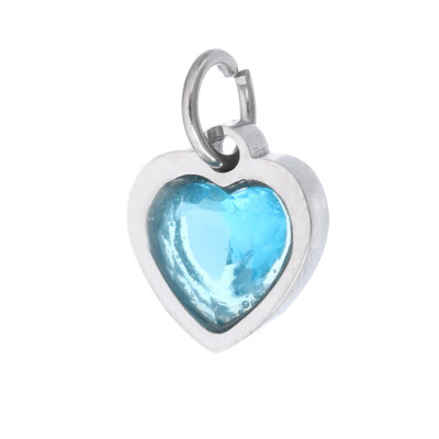 Heart pendant with colored stone, surgical steel