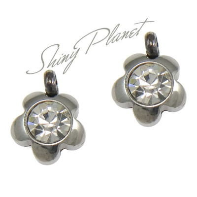 Pendant flower with chaton CRYSTAL surgical steel
