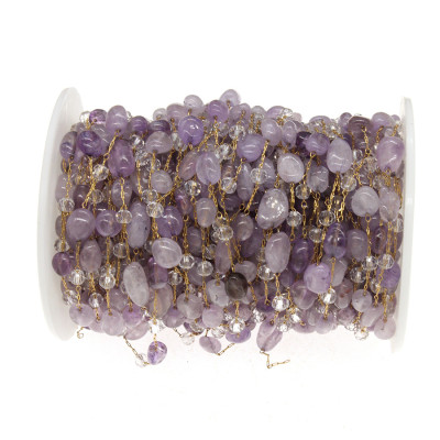 Fine chain in gold plating with amethyst beads