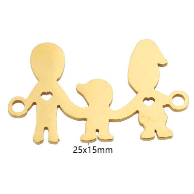 Connector happy family one child three color variants of surgical steel