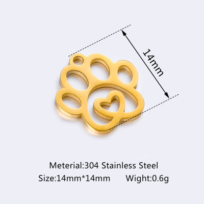 Paw pendant with heart, surgical steel