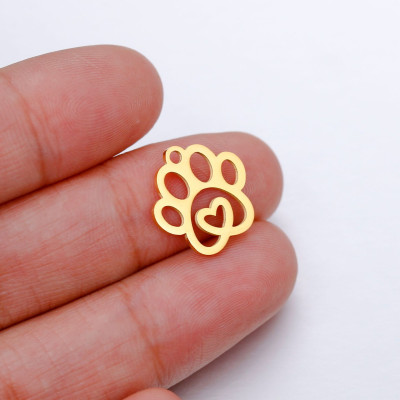 Paw pendant with heart, surgical steel