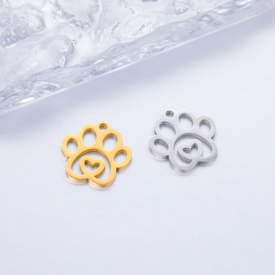 Paw pendant with heart, surgical steel