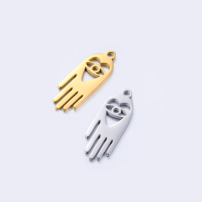 Hamsa pendant with a heart, two color options, surgical steel