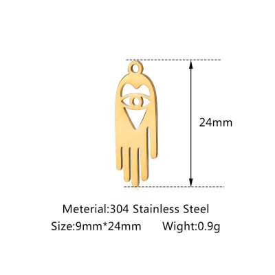 Hamsa pendant with a heart, two color options, surgical steel