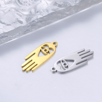 Hamsa pendant with a heart, two color options, surgical steel