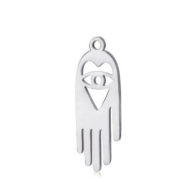 Hamsa pendant with a heart, two color options, surgical steel