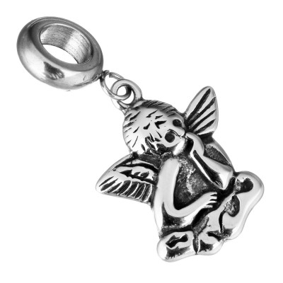 Pendant with a large hole Angel made of surgical steel