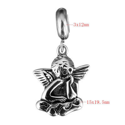 Pendant with a large hole Angel made of surgical steel