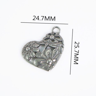 Heart pendant with flowers surgical steel 304