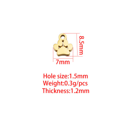 Pendant small paw surgical steel three color variants