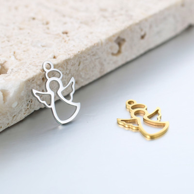 Surgical steel angel pendant