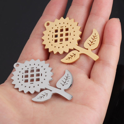 Sunflower pendant, surgical steel, two color options