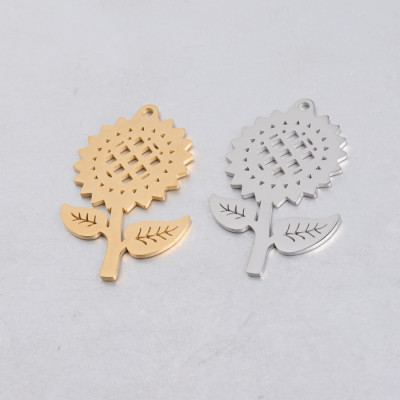 Sunflower pendant, surgical steel, two color options