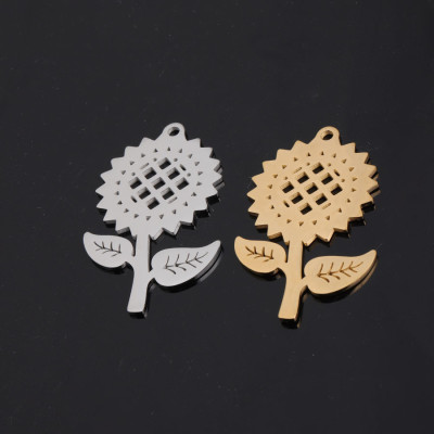 Sunflower pendant, surgical steel, two color options