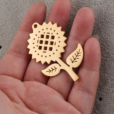 Sunflower pendant, surgical steel, two color options