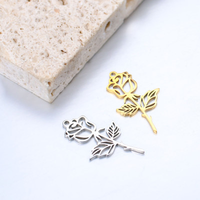 Rose pendant, surgical steel, two color variants