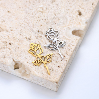 Rose pendant, surgical steel, two color variants