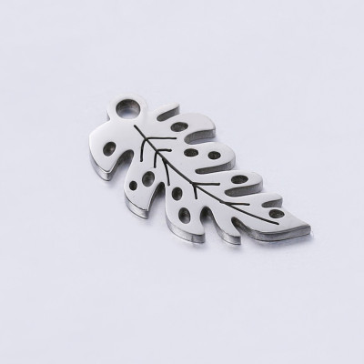 Surgical steel leaf pendant