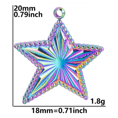 Star pendant, surgical steel, three color variants