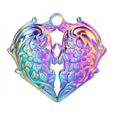Pendant two heart connections 3 color variants surgical steel