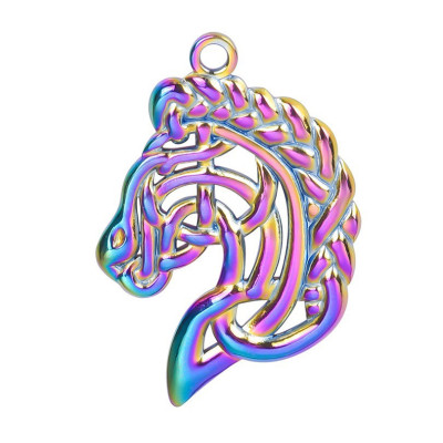 Horse head pendant, 3 color options, surgical steel
