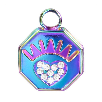 Pendant with paw and chatons, 3 color options, surgical steel