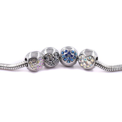 Bead with hearts in many color combinations surgical steel