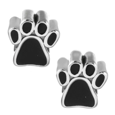 Paw bead with black enamel surgical steel