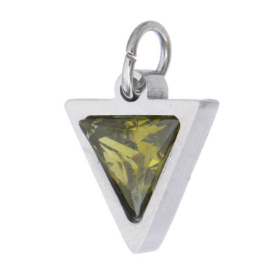 Pendant triangle with colored stone, surgical steel
