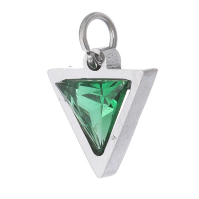 Pendant triangle with colored stone, surgical steel