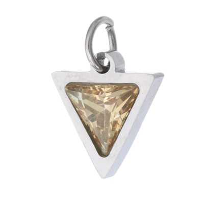 Pendant triangle with colored stone, surgical steel