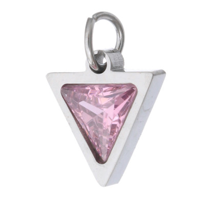 Pendant triangle with colored stone, surgical steel