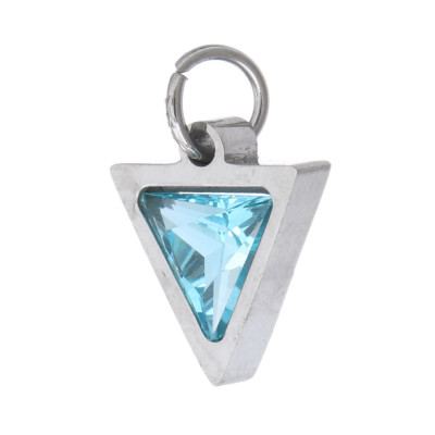 Pendant triangle with colored stone, surgical steel