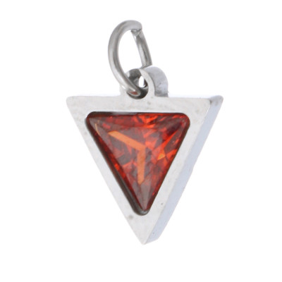 Pendant triangle with colored stone, surgical steel