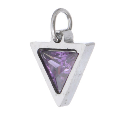 Pendant triangle with colored stone, surgical steel