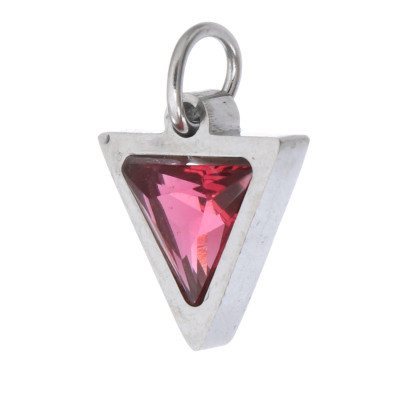 Pendant triangle with colored stone, surgical steel