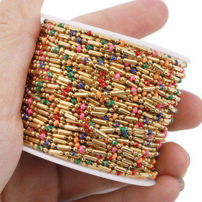 Chain in gold galvanization with colored surgical steel beads