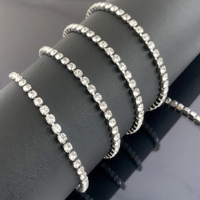 Borta chain with strass stones width 2 or 3 mm surgical steel