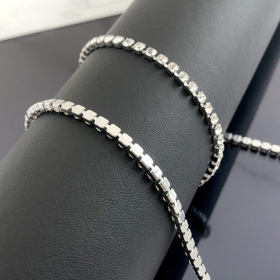 Borta chain with strass stones width 2 or 3 mm surgical steel