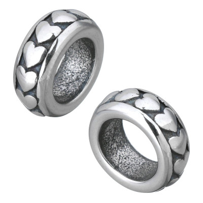 Bead with heart ornament of surgical steel