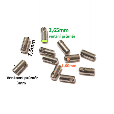 Koncovka hladká vnitřní průměr 2,6mm chirurgická ocel
